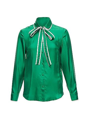 Kea and Joby Red Valentino Silk Bow Tie Peter Pan Blouse Shirt (view 1)