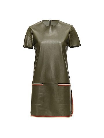 Céline Celine Phoebe Philo Leather Cream Trim Mod Dress (view 1)