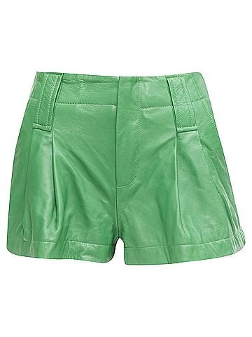 Ganni Ganni Lambskin Leather High Waist Flared Shorts (view 1)