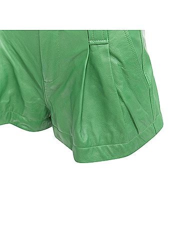 Ganni Ganni Lambskin Leather High Waist Flared Shorts (view 2)