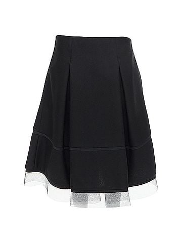 Donna Karan New York Donna Karan Scuba Pleated Tulle Mesh Trim A-Line Skirt (view 1)
