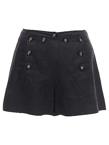 Chanel Chanel Vintage Linen Gold CC Logo Buttons Sailor Shorts (view 1)