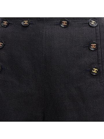 Chanel Chanel Vintage Linen Gold CC Logo Buttons Sailor Shorts (view 2)
