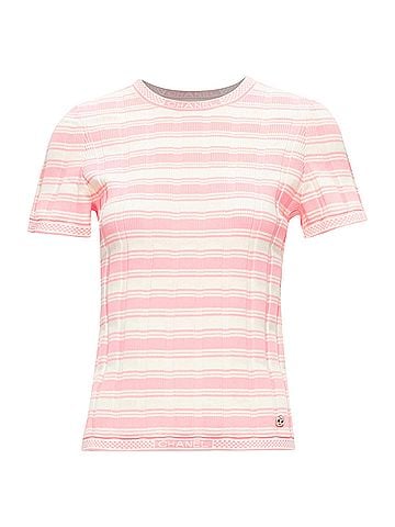 Chanel Chanel Stripe Logo Charm Short Sleeve Ribbed Sweater (view 1)