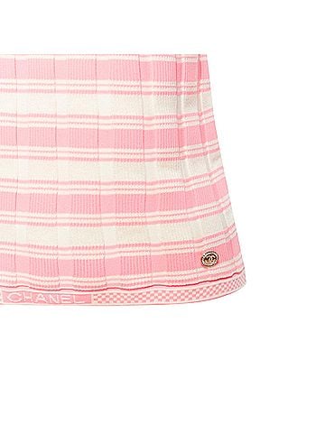Chanel Chanel Stripe Logo Charm Short Sleeve Ribbed Sweater (view 2)