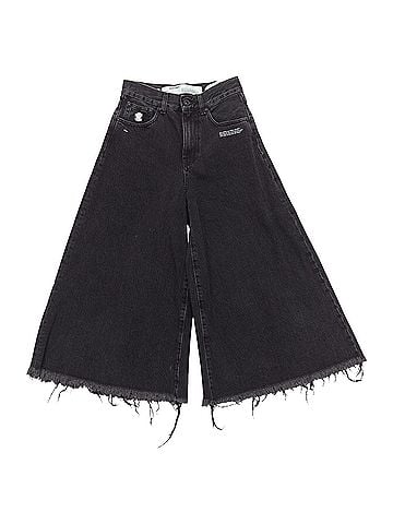 OFF-WHITE Off White C/O Virgil Abloh Denim Logo Pin Frayed Hem Wide Culotte Jeans (view 1)