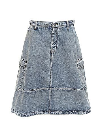 Balenciaga Balenciaga Demna Cargo Kick Denim Low Waist Logo Midi Skirt (view 1)