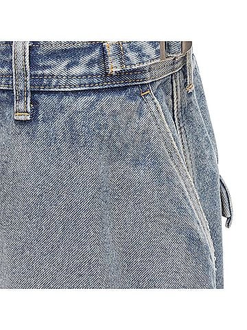 Balenciaga Balenciaga Demna Cargo Kick Denim Low Waist Logo Midi Skirt (view 2)