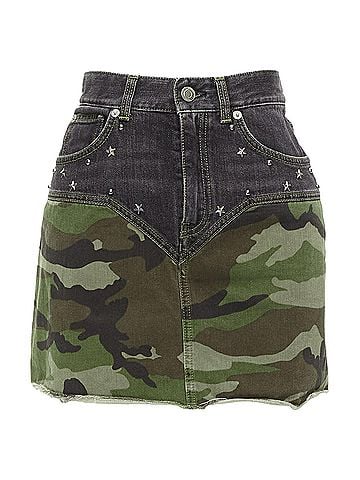 Saint Laurent Saint Laurent Camo Denim Star Studded Mini Skirt (view 1)