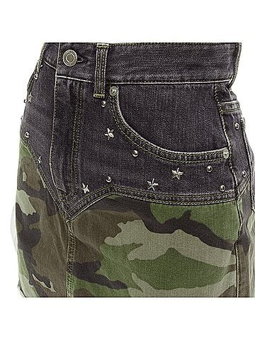 Saint Laurent Saint Laurent Camo Denim Star Studded Mini Skirt (view 2)