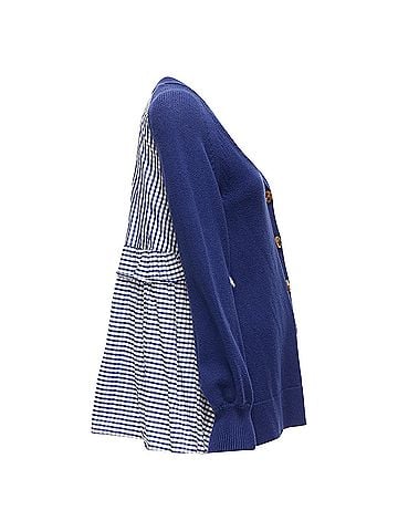 ADEAM Adeam Cotton Blend Gingham Ruffle Back Side Tie Cardigan Sweater (view 1)