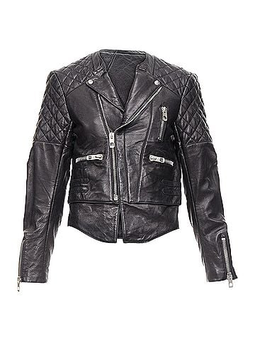Balenciaga Balenciaga Leather Quilted Zip Crop Moto Biker (view 1)