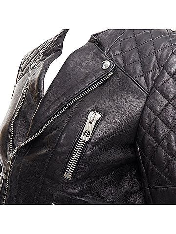 Balenciaga Balenciaga Leather Quilted Zip Crop Moto Biker (view 2)