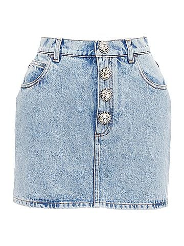 Alessandra Rich Alessandra Rich Washed Denim Crystal Embellished Mini Skirt (view 1)
