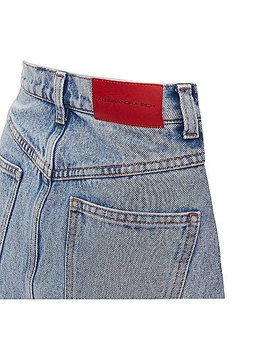 Alessandra Rich Alessandra Rich Washed Denim Crystal Embellished Mini Skirt (view 2)