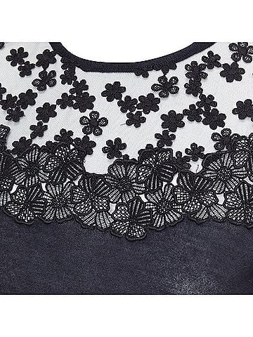 Giambattista Valli Giambattista Valli Cashmere Silk Floral Sheer Lace Panel Sweater (view 2)