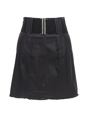 Pierre Balmain Pierre Balmain Leather Wide Logo Elastic Belted A Skirt (view 1)