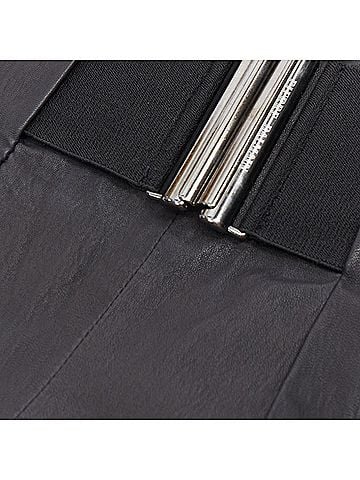 Pierre Balmain Pierre Balmain Leather Wide Logo Elastic Belted A Skirt (view 2)