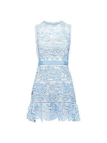 Self-Portrait Self Portrait Lace Peplum Floral Eyelet Overlay Mini Dress (view 1)