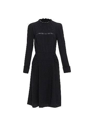 Prada Prada Sheer Lace Applique Pleated Sides Fit Flare Dress (view 1)