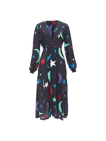 Rixo London Rixo London Constellation Silk Star Print V Neck Dress (view 1)