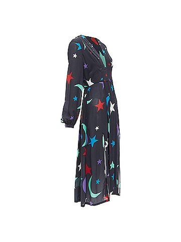 Rixo London Rixo London Constellation Silk Star Print V Neck Dress (view 2)