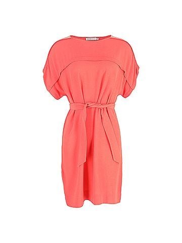Chloé  See by Chloé Belted  Knee-Length Dress in Coral Viscose (view 1)