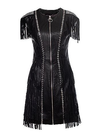 Philipp Plein Philipp Plein Leather fringe dress (view 1)
