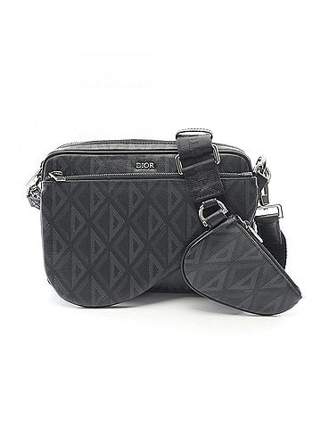 Christian Dior Christian Dior Dior CD Diamond Shoulder Bag, Coated Canvas and Leather, Men's, Black (view 1)