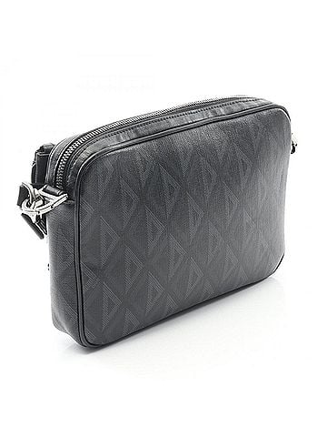 Christian Dior Christian Dior Dior CD Diamond Shoulder Bag, Coated Canvas and Leather, Men's, Black (view 2)