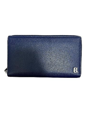 Balenciaga BALENCIAGA Leather Round Zip Long Wallet 601352 Navy for Men and Women (view 1)