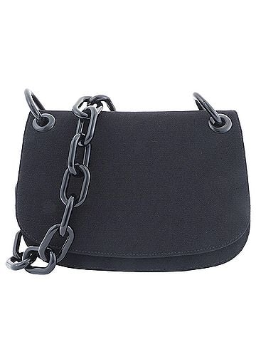 Prada Prada Plastic Chain Flap Shoulder Bag Black B6436 Women's Canvas PRADA (view 1)