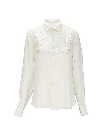 Christian Dior Christian Dior silk sheer floral embroidery long sleeve shirt (view 1)