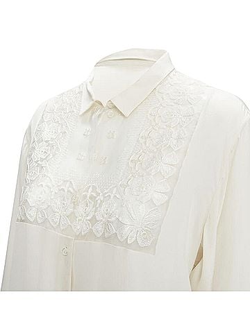 Christian Dior Christian Dior silk sheer floral embroidery long sleeve shirt (view 2)