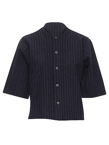 Comme des Garçons Comme Des Garcons pinstripe wool boxy baseball shirt (view 1)
