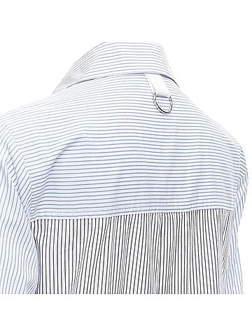 Tibi Tibi striped cotton asymmetric pockets flutter skirt shirt dress (view 2)