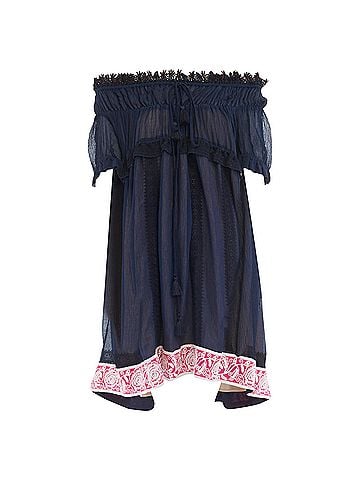 Chloé Chloe embroidery lace trim off shoulder boho dress (view 1)