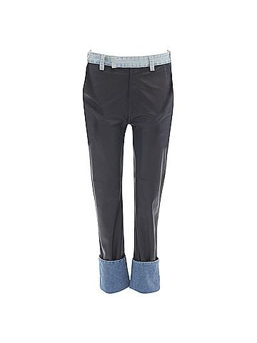 Maison Margiela Maison Margiela leather denim trim cuffed Jeans pants (view 1)