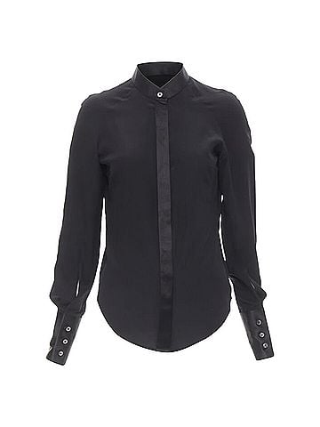 Maison Margiela Maison Margiela cotton silk trim reversed button cuff shirt (view 1)