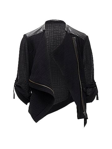 Helmut Lang Helmut Lang sheep leather detail bias drape biker jacket (view 1)
