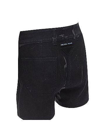 Prada Prada camo denim triangle logo cargo pocket shorts (view 2)