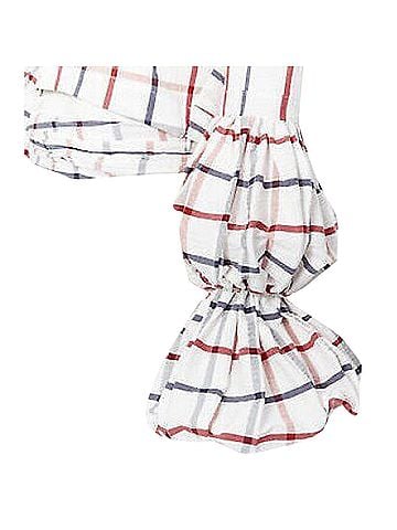 Rosie Assoulin Rosie Assoulin checked seersucker puff sleeve wrap top (view 2)