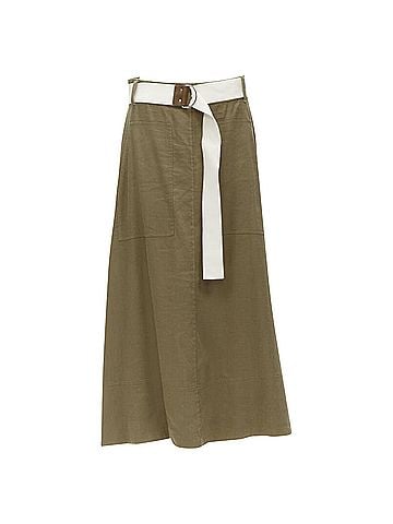 Tibi Tibi safari linen blend belted wrap midi skirt (view 1)