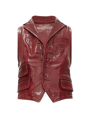 Dsquared2 Dsquared2 distressed leather hook bar cropped vest (view 1)