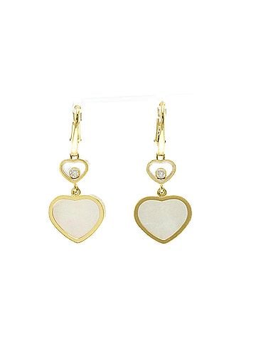 Chopard Chopard Happy Heart Diamond Earrings 837482 Diamond,Mother Of Pearl Yellow Gold (18K),Mother Of Pearl Drop Earrings Carat/0.1 (view 1)