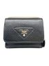 Prada 100% Leather Black Prada Tri-fold Leather Triangle Compact Wallet 1MH044 Black PRADA One size - photo 1