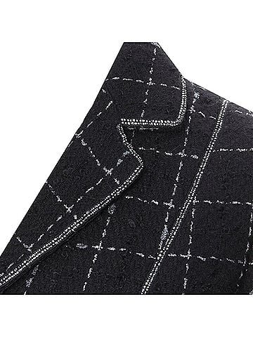 Luisa Beccaria Luisa Beccaria silver check glitter tweed embellished long coat (view 2)