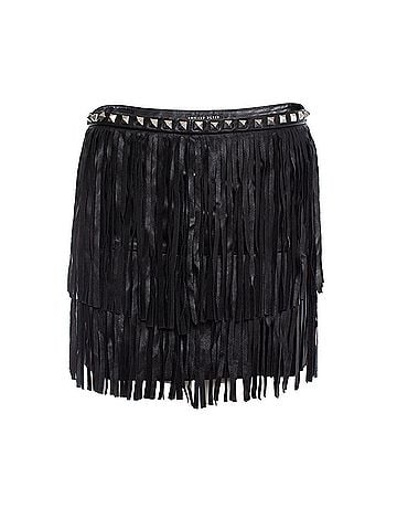 Philipp Plein Philipp Plein leather fringe mini skirt (view 1)