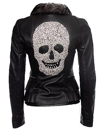 Philipp Plein Philipp Plein Leather jacket with crystal skull (view 2)