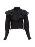 Sea New York 100% Wool Black Sea York merino wool alpaca Victorian ruffle crop sweater Size 2 - photo 1